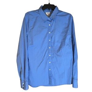J.Crew Womens Haberdashery Blue Button Front Shirt TXL Stretch Classic‎ Office